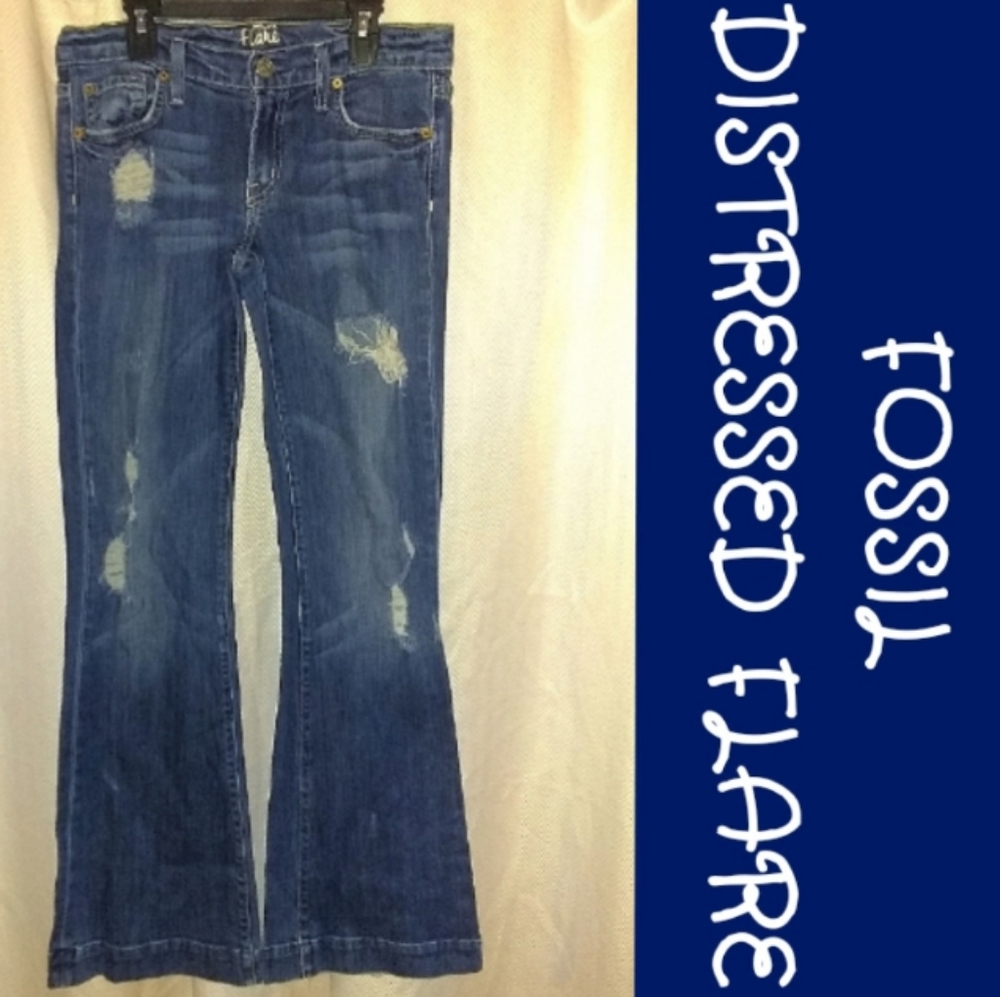 *5 for $30* FOSSIL DISTRESSED FLARE JEANS